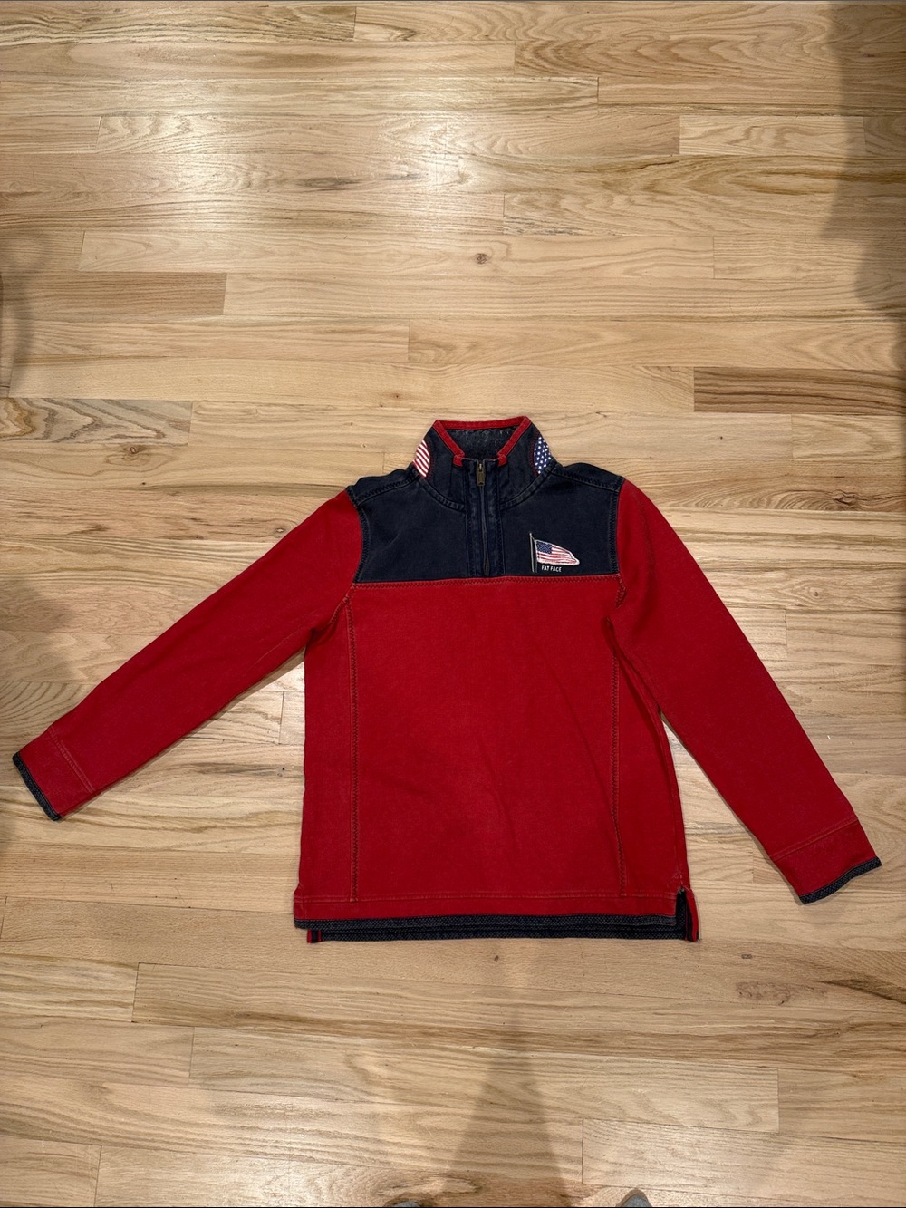 Men’s Fat Face Red and Navy Quarter-Zip Pullover
